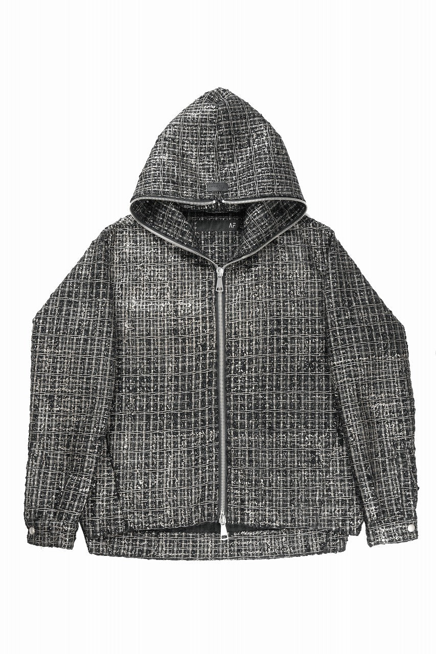 Load image into Gallery viewer, A.F ARTEFACT HOODED ZIPPER BLOUSON / LUXURY TWEED (BLACK x GOLD)