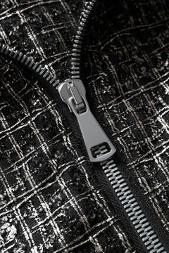 Load image into Gallery viewer, A.F ARTEFACT HOODED ZIPPER BLOUSON / LUXURY TWEED (BLACK x GOLD)