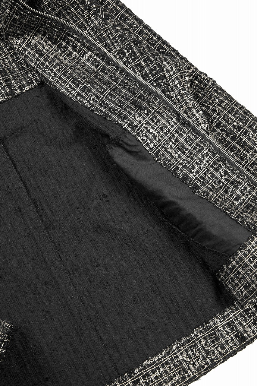 Load image into Gallery viewer, A.F ARTEFACT HOODED ZIPPER BLOUSON / LUXURY TWEED (BLACK x GOLD)