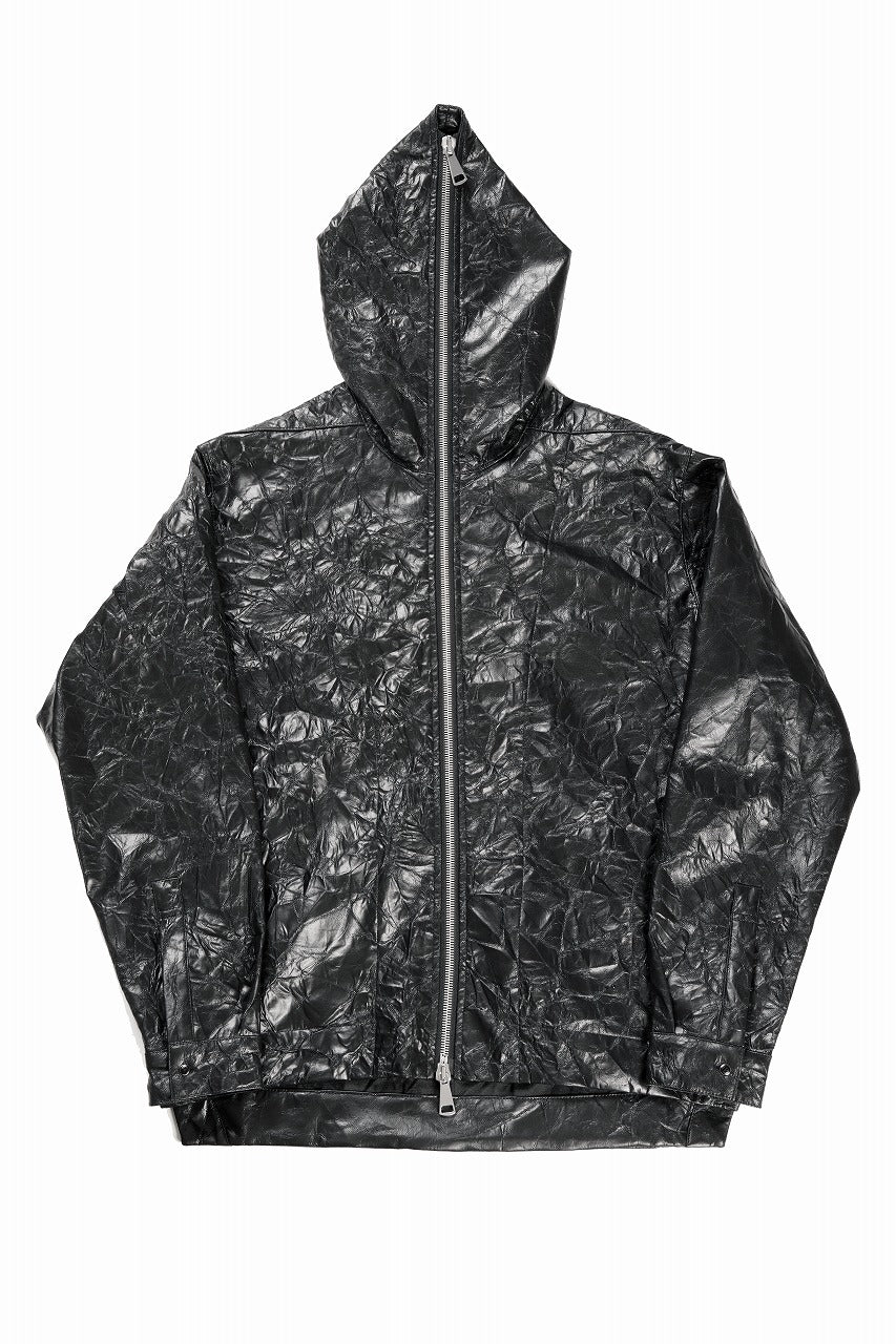画像をギャラリービューアに読み込む, A.F ARTEFACT HOODED ZIPPER BLOUSON / WASHER SYNTHETIC LEATHER (BLACK)