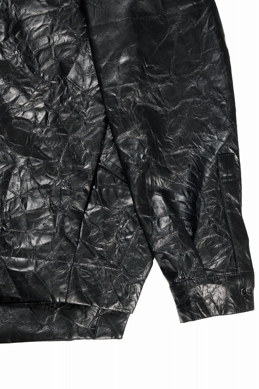 画像をギャラリービューアに読み込む, A.F ARTEFACT HOODED ZIPPER BLOUSON / WASHER SYNTHETIC LEATHER (BLACK)