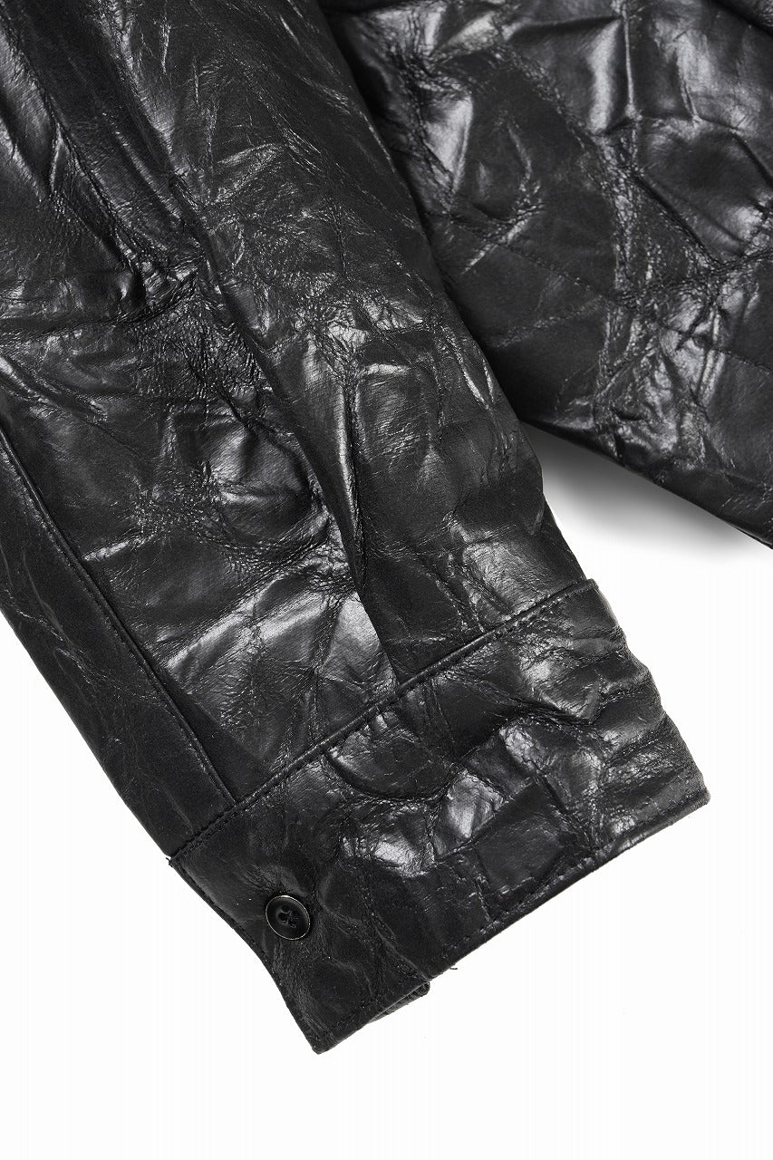 画像をギャラリービューアに読み込む, A.F ARTEFACT HOODED ZIPPER BLOUSON / WASHER SYNTHETIC LEATHER (BLACK)