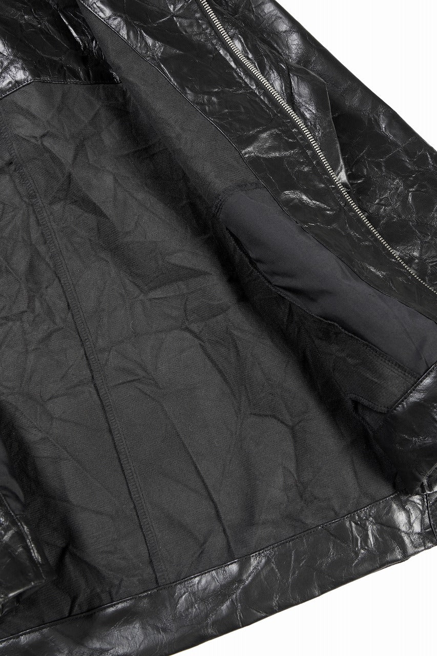 画像をギャラリービューアに読み込む, A.F ARTEFACT HOODED ZIPPER BLOUSON / WASHER SYNTHETIC LEATHER (BLACK)