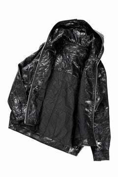 画像をギャラリービューアに読み込む, A.F ARTEFACT HOODED ZIPPER BLOUSON / WASHER SYNTHETIC LEATHER (BLACK)
