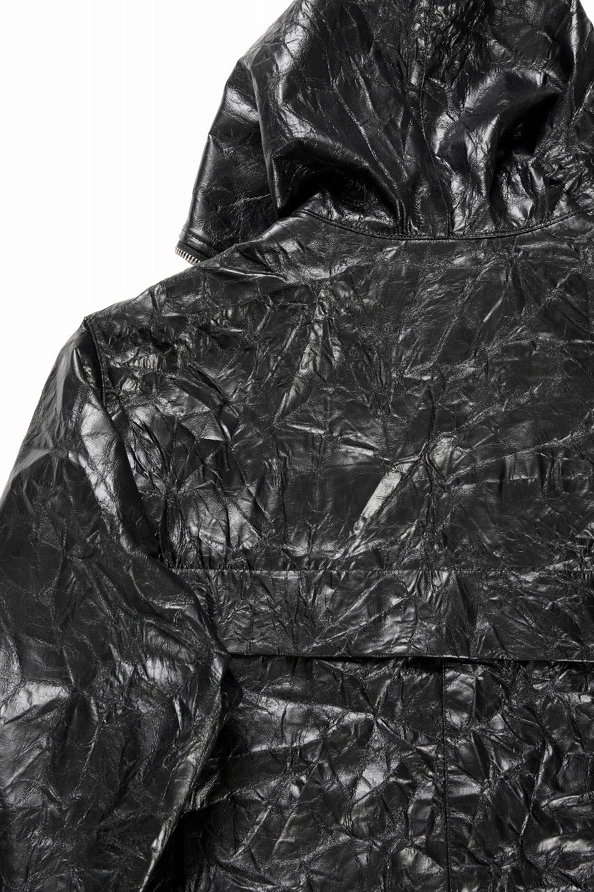 画像をギャラリービューアに読み込む, A.F ARTEFACT HOODED ZIPPER BLOUSON / WASHER SYNTHETIC LEATHER (BLACK)
