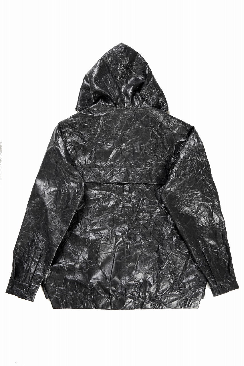 画像をギャラリービューアに読み込む, A.F ARTEFACT HOODED ZIPPER BLOUSON / WASHER SYNTHETIC LEATHER (BLACK)