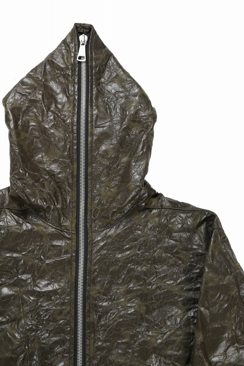 画像をギャラリービューアに読み込む, A.F ARTEFACT HOODED ZIPPER BLOUSON / WASHER SYNTHETIC LEATHER (KHAKI)