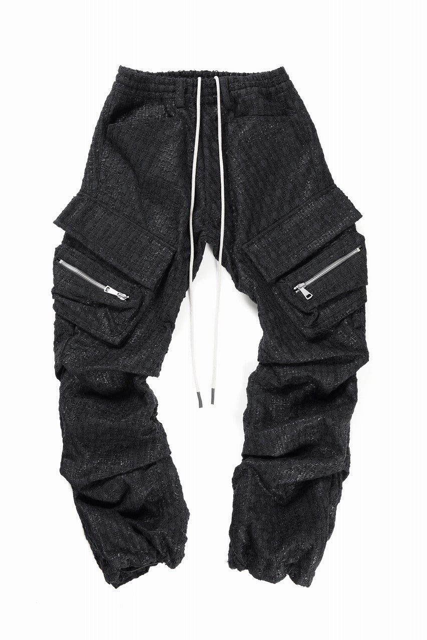 画像をギャラリービューアに読み込む, A.F ARTEFACT TUCK CARGO PANTS / LUXURY TWEED (BLACK)