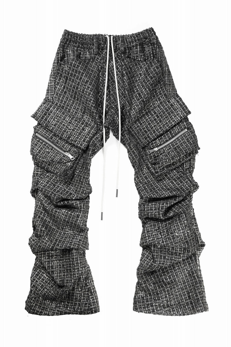 A.F ARTEFACT SLIM CARGO PANTS コーティング加工 A.F ARTEFACT EXTREME WIDE CARGO PANTS / COATING TWILL (BLACK)の