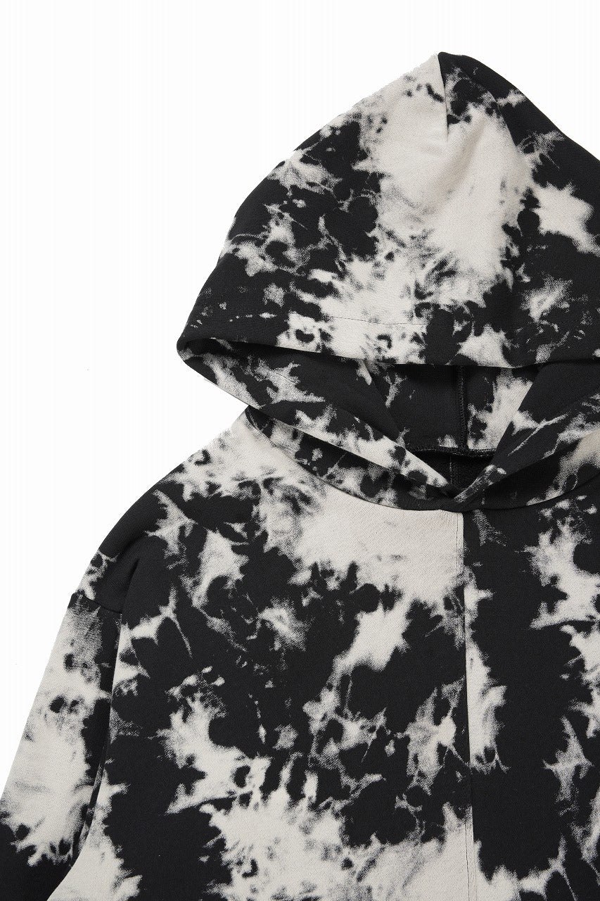 画像をギャラリービューアに読み込む, A.F ARTEFACT ASYMMETRY LOOP HEM HOODED TOPS / MOTTLED DYING (BLACK x IVORY)