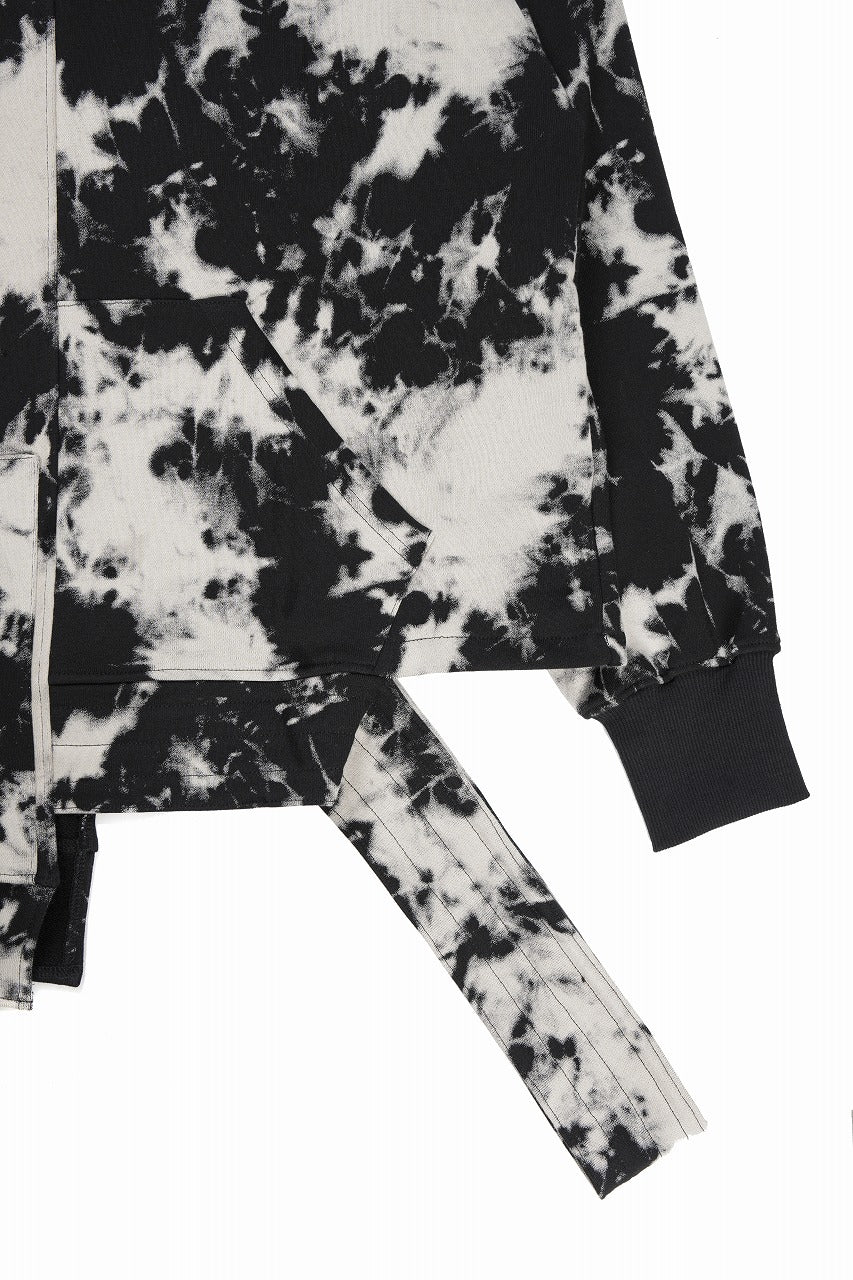 画像をギャラリービューアに読み込む, A.F ARTEFACT ASYMMETRY LOOP HEM HOODED TOPS / MOTTLED DYING (BLACK x IVORY)