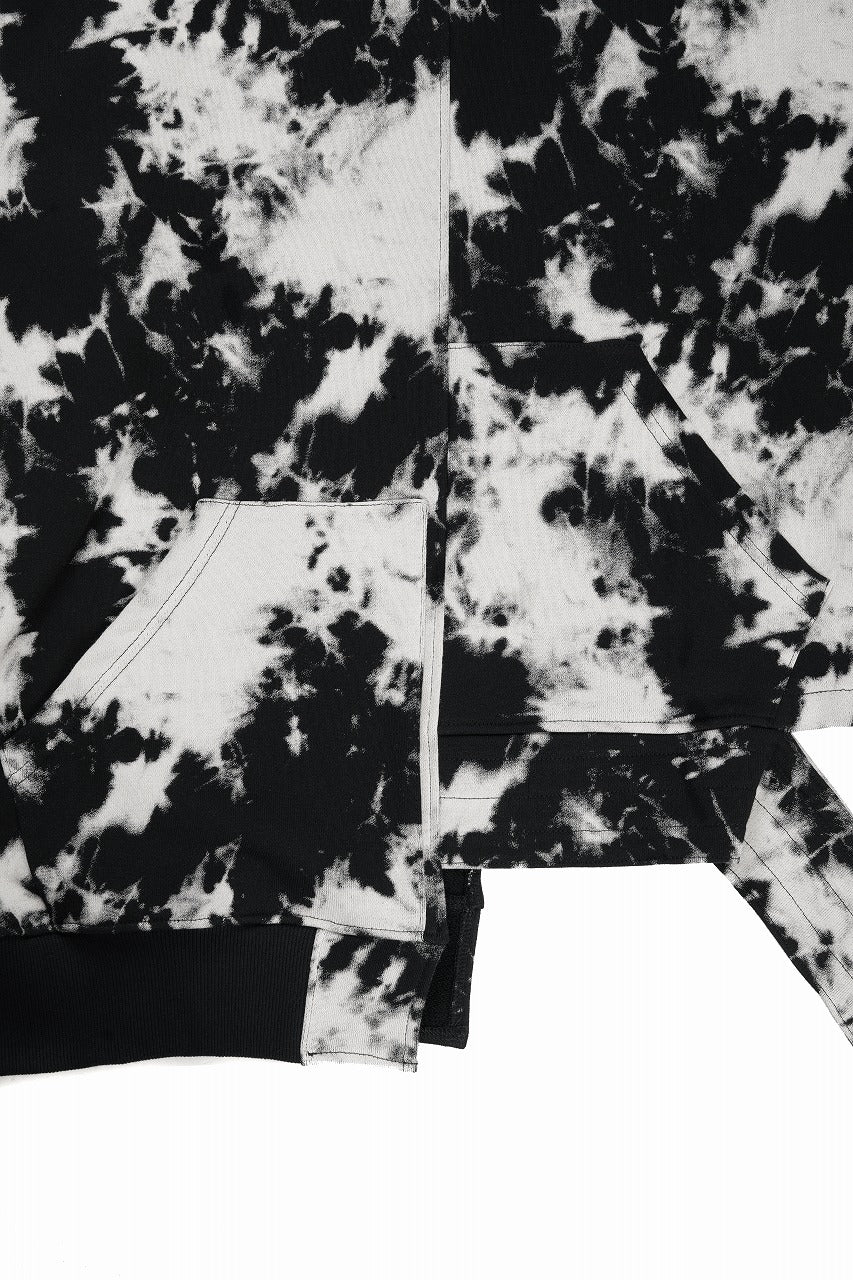 画像をギャラリービューアに読み込む, A.F ARTEFACT ASYMMETRY LOOP HEM HOODED TOPS / MOTTLED DYING (BLACK x IVORY)