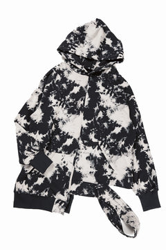 画像をギャラリービューアに読み込む, A.F ARTEFACT ASYMMETRY LOOP HEM HOODED TOPS / MOTTLED DYING (BLACK x IVORY)