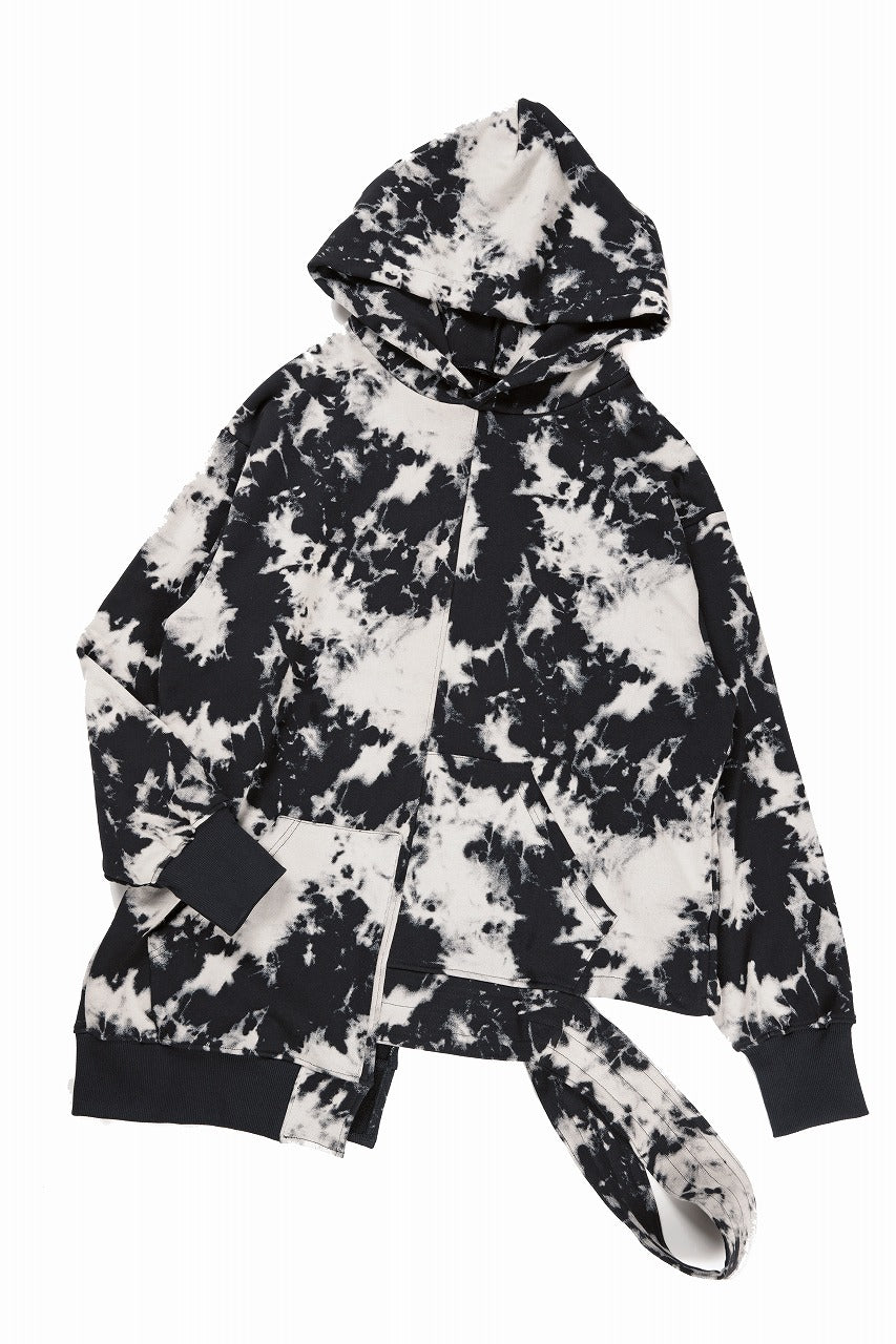 画像をギャラリービューアに読み込む, A.F ARTEFACT ASYMMETRY LOOP HEM HOODED TOPS / MOTTLED DYING (BLACK x IVORY)