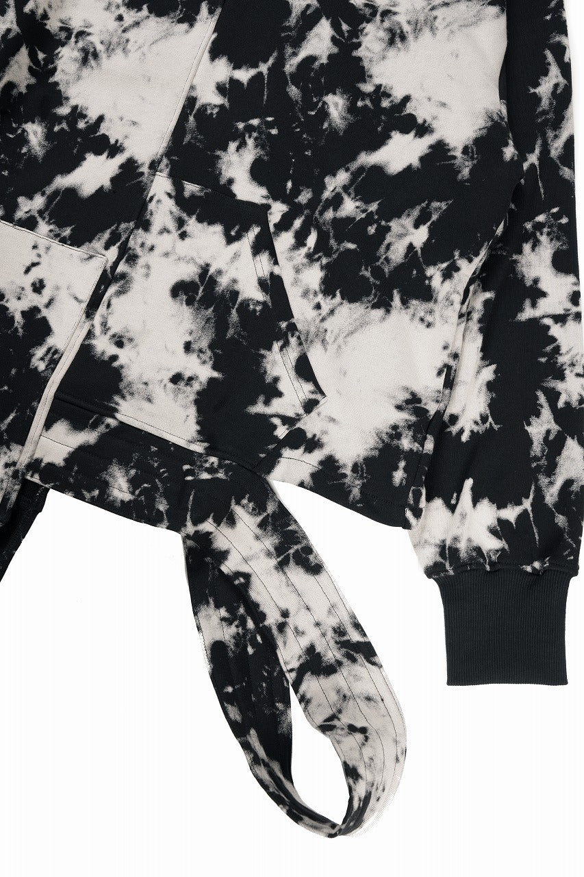 画像をギャラリービューアに読み込む, A.F ARTEFACT ASYMMETRY LOOP HEM HOODED TOPS / MOTTLED DYING (BLACK x IVORY)