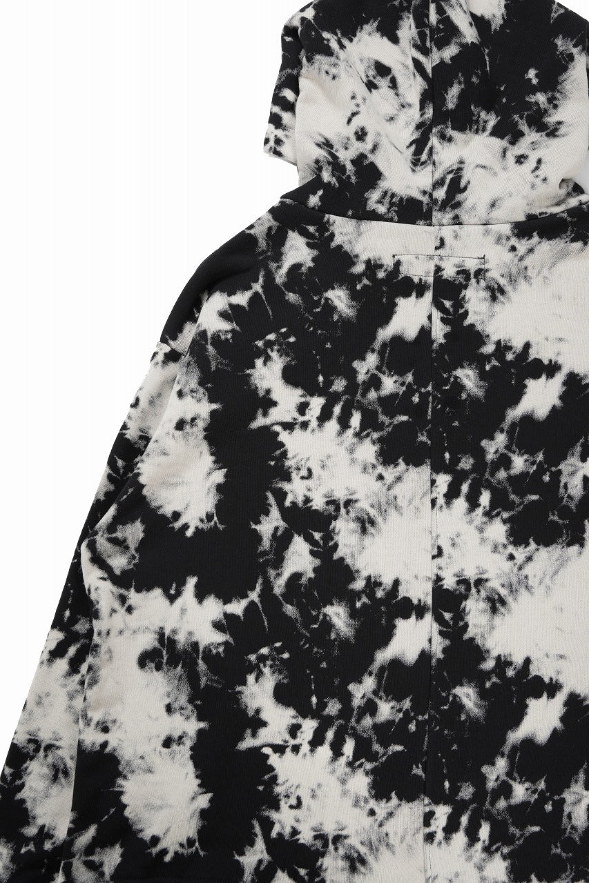 画像をギャラリービューアに読み込む, A.F ARTEFACT ASYMMETRY LOOP HEM HOODED TOPS / MOTTLED DYING (BLACK x IVORY)