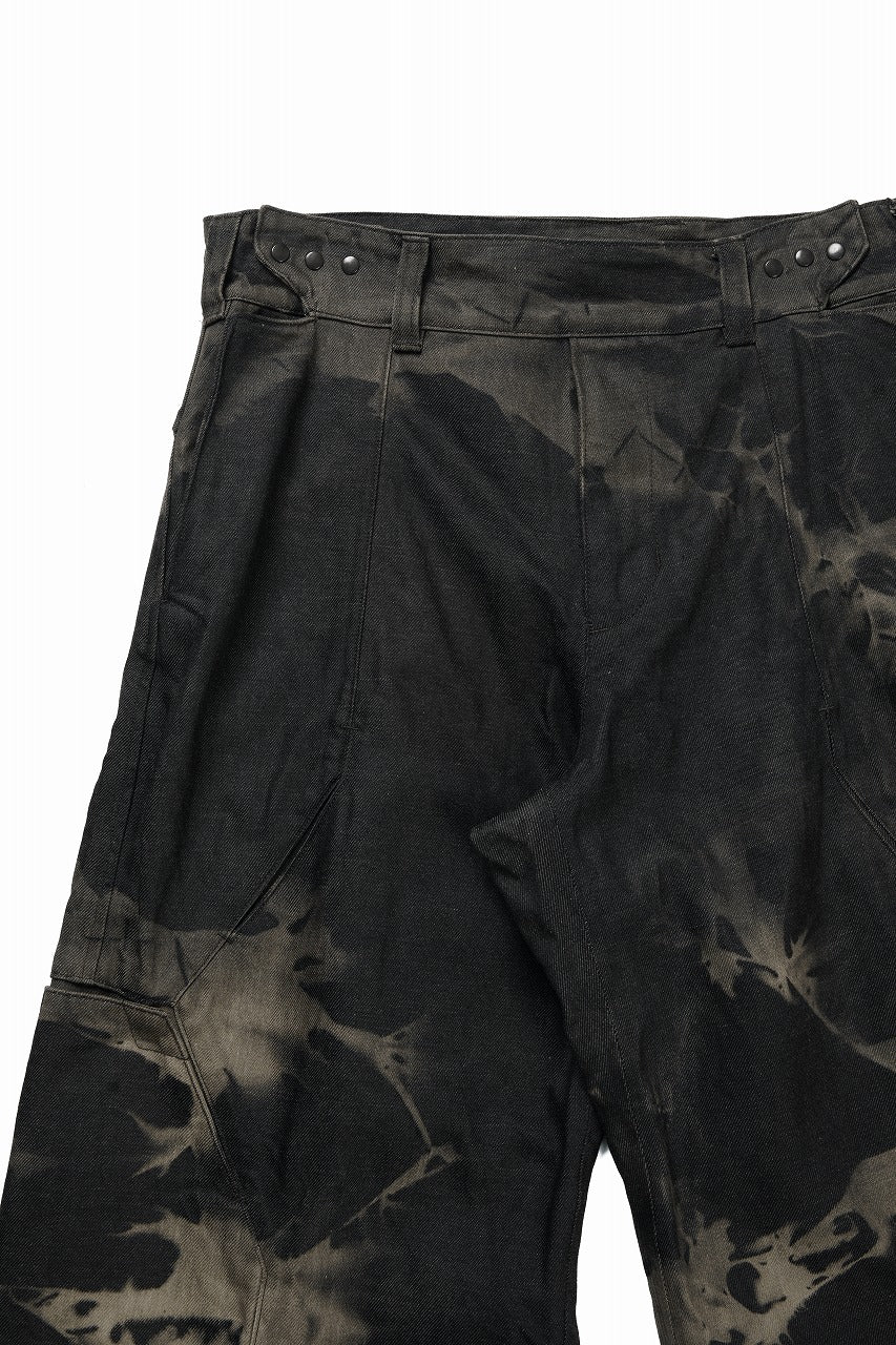 画像をギャラリービューアに読み込む, OPPOSE DUALITY 8POCKET PANEL WIDE DENIM TROUSERS / HAND BLEACHED DENIM (BLACK GREY BLEACH)