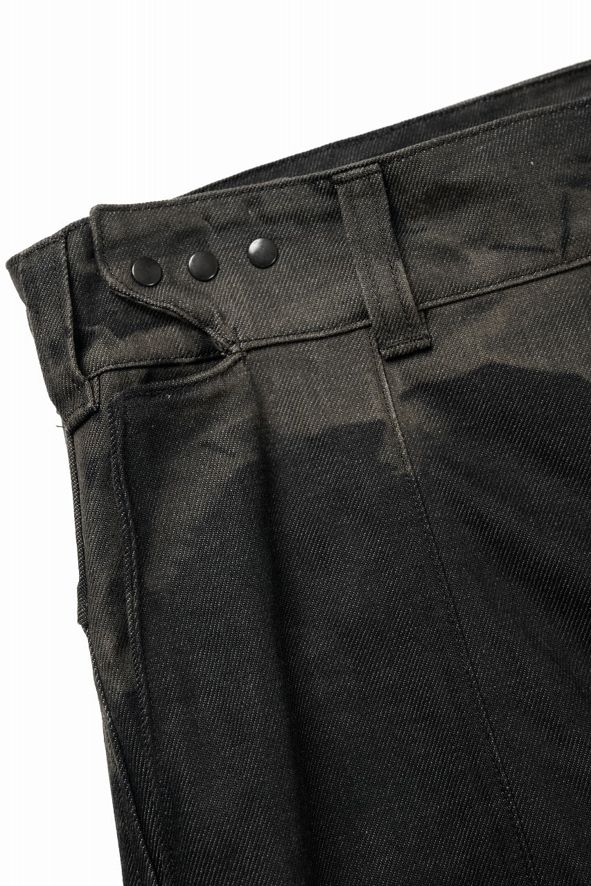 画像をギャラリービューアに読み込む, OPPOSE DUALITY 8POCKET PANEL WIDE DENIM TROUSERS / HAND BLEACHED DENIM (BLACK GREY BLEACH)