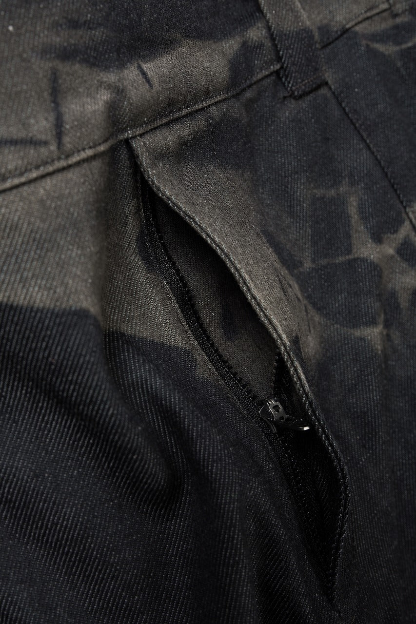 画像をギャラリービューアに読み込む, OPPOSE DUALITY 8POCKET PANEL WIDE DENIM TROUSERS / HAND BLEACHED DENIM (BLACK GREY BLEACH)