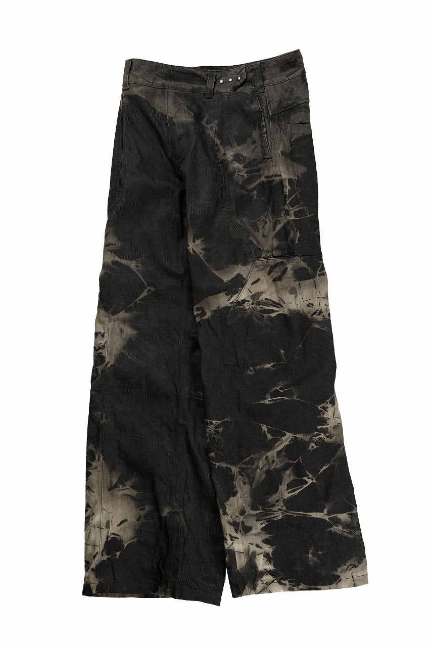 画像をギャラリービューアに読み込む, OPPOSE DUALITY 8POCKET PANEL WIDE DENIM TROUSERS / HAND BLEACHED DENIM (BLACK GREY BLEACH)