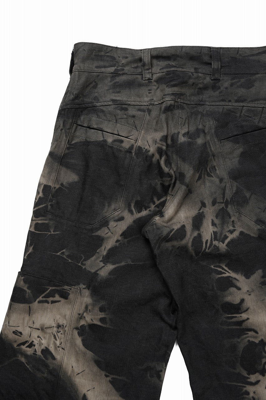 画像をギャラリービューアに読み込む, OPPOSE DUALITY 8POCKET PANEL WIDE DENIM TROUSERS / HAND BLEACHED DENIM (BLACK GREY BLEACH)