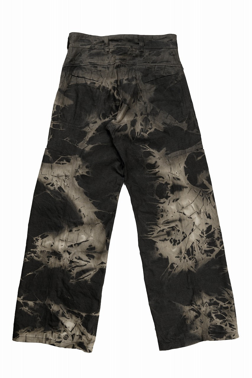画像をギャラリービューアに読み込む, OPPOSE DUALITY 8POCKET PANEL WIDE DENIM TROUSERS / HAND BLEACHED DENIM (BLACK GREY BLEACH)