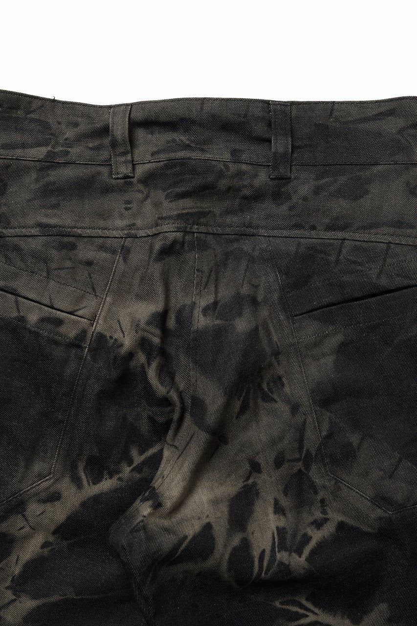 画像をギャラリービューアに読み込む, OPPOSE DUALITY 8POCKET PANEL WIDE DENIM TROUSERS / HAND BLEACHED DENIM (BLACK GREY BLEACH)