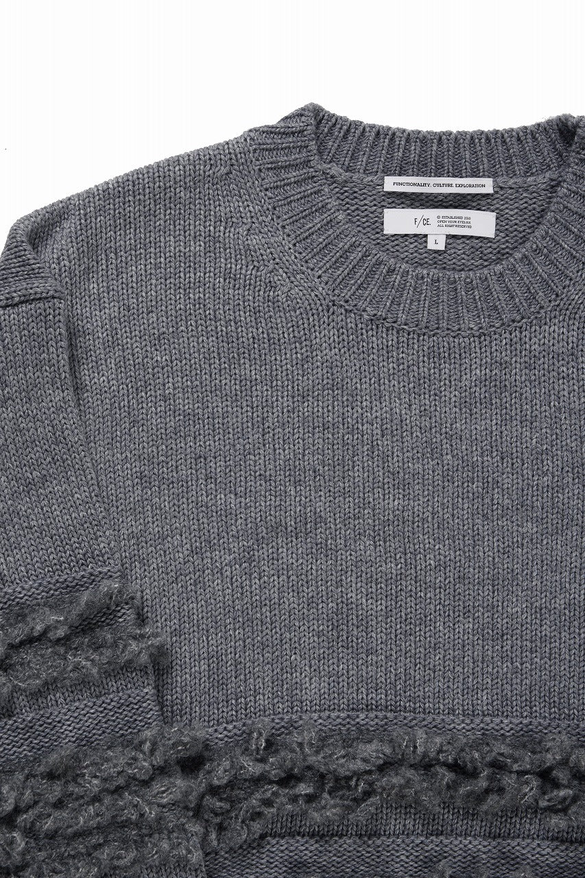 画像をギャラリービューアに読み込む, F/CE. DUAL TEXTURE SHIFTED LINES KNIT (CHARCOAL)