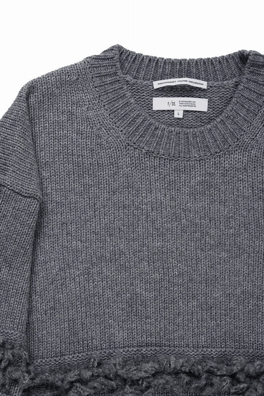 画像をギャラリービューアに読み込む, F/CE. DUAL TEXTURE SHIFTED LINES KNIT (CHARCOAL)