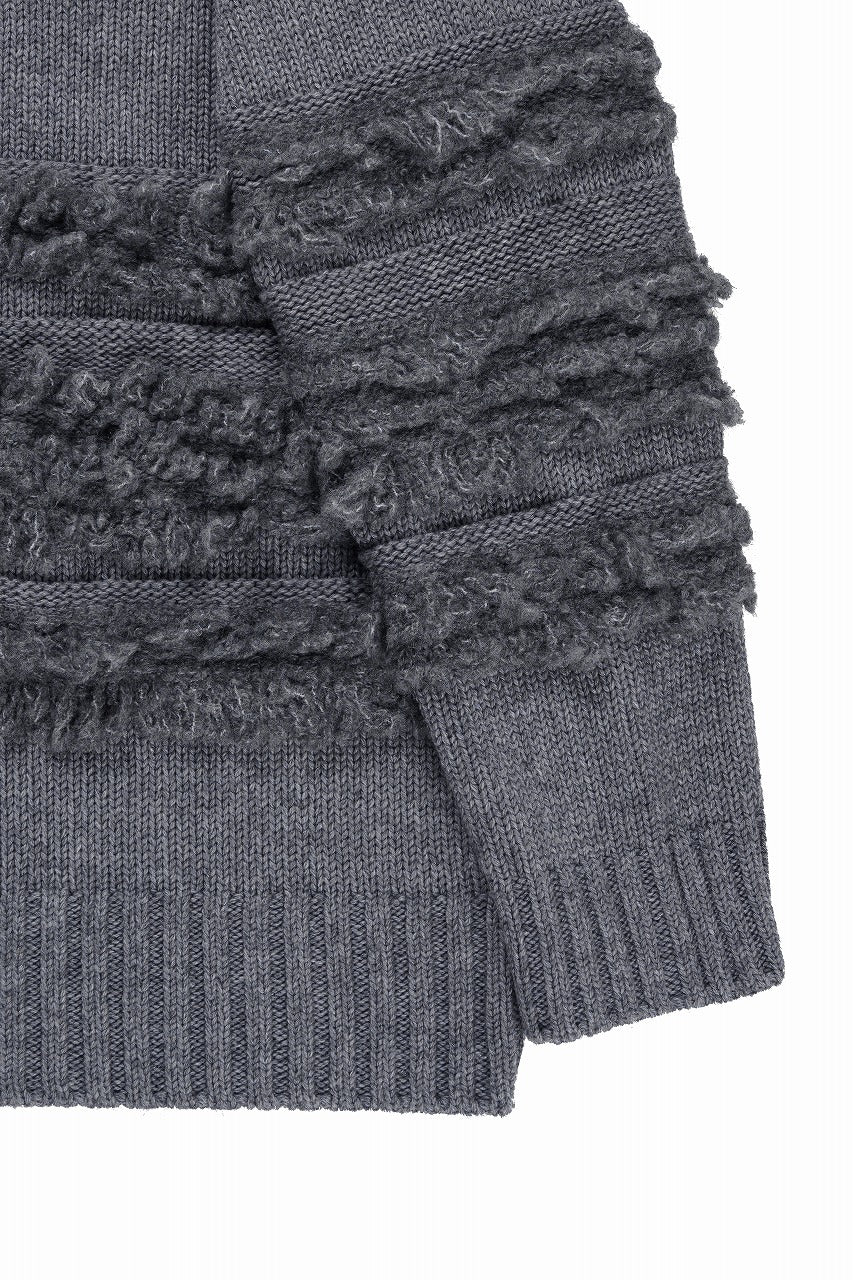 画像をギャラリービューアに読み込む, F/CE. DUAL TEXTURE SHIFTED LINES KNIT (CHARCOAL)