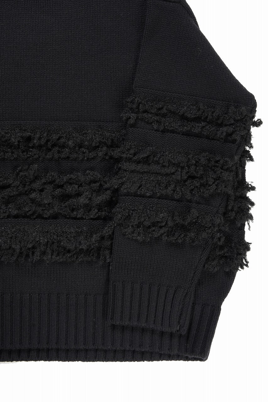 画像をギャラリービューアに読み込む, F/CE. DUAL TEXTURE SHIFTED LINES KNIT (BLACK)