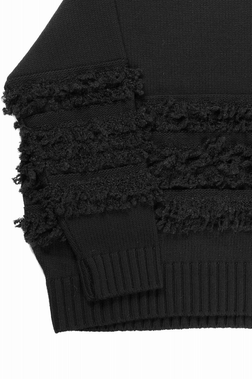 画像をギャラリービューアに読み込む, F/CE. DUAL TEXTURE SHIFTED LINES KNIT (BLACK)