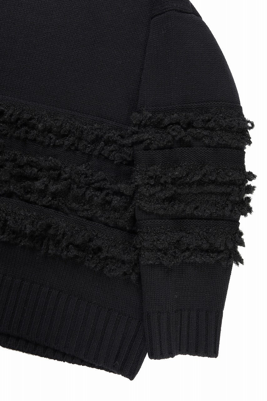 画像をギャラリービューアに読み込む, F/CE. DUAL TEXTURE SHIFTED LINES KNIT (BLACK)