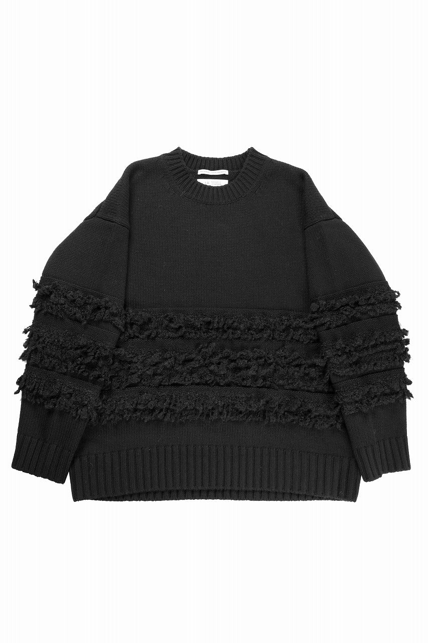 画像をギャラリービューアに読み込む, F/CE. DUAL TEXTURE SHIFTED LINES KNIT (BLACK)