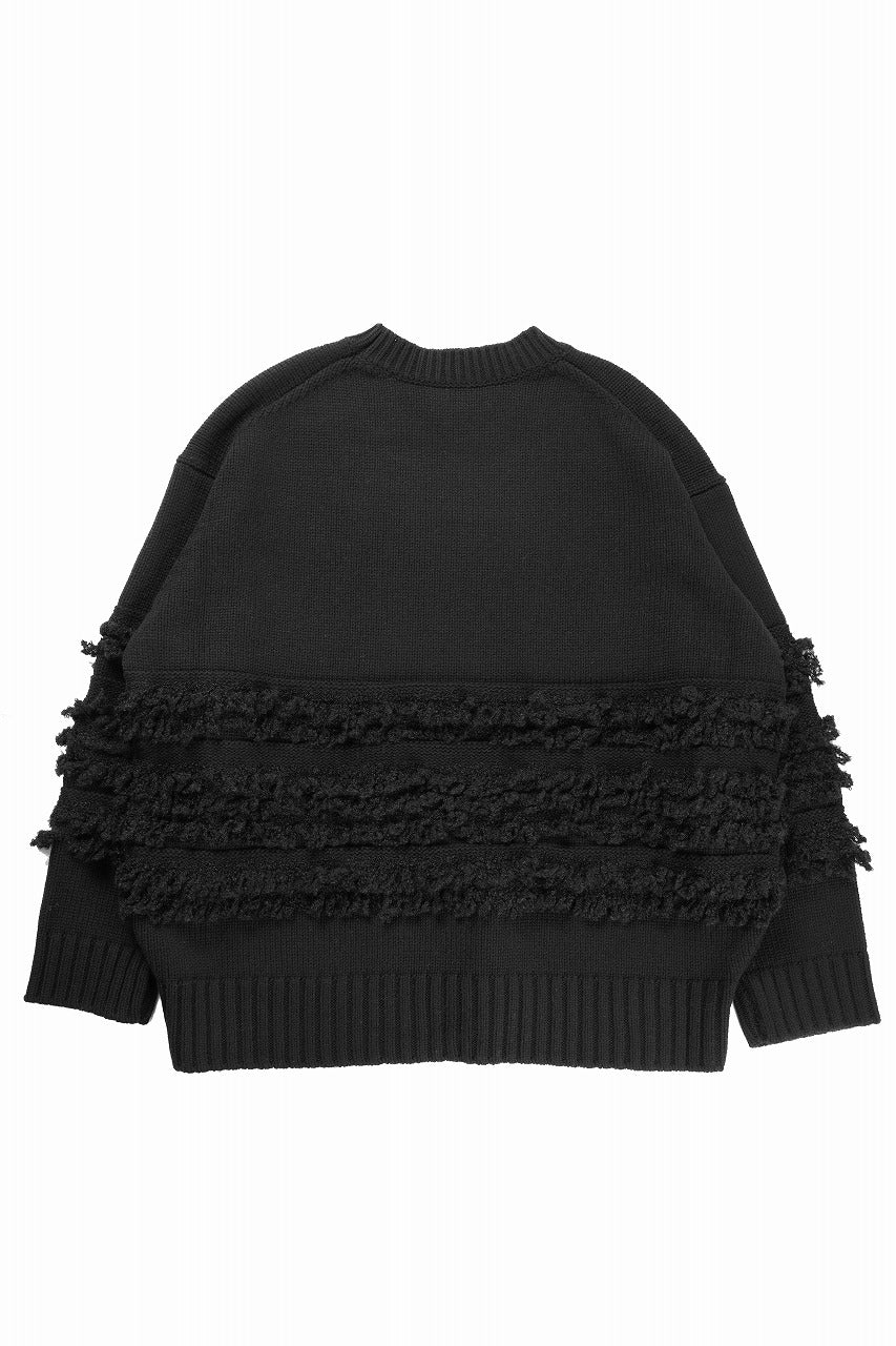 画像をギャラリービューアに読み込む, F/CE. DUAL TEXTURE SHIFTED LINES KNIT (BLACK)