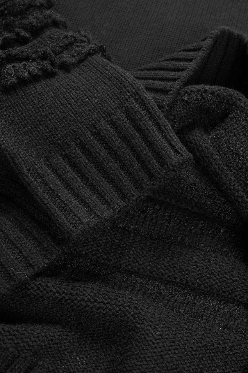 画像をギャラリービューアに読み込む, F/CE. DUAL TEXTURE SHIFTED LINES KNIT (BLACK)