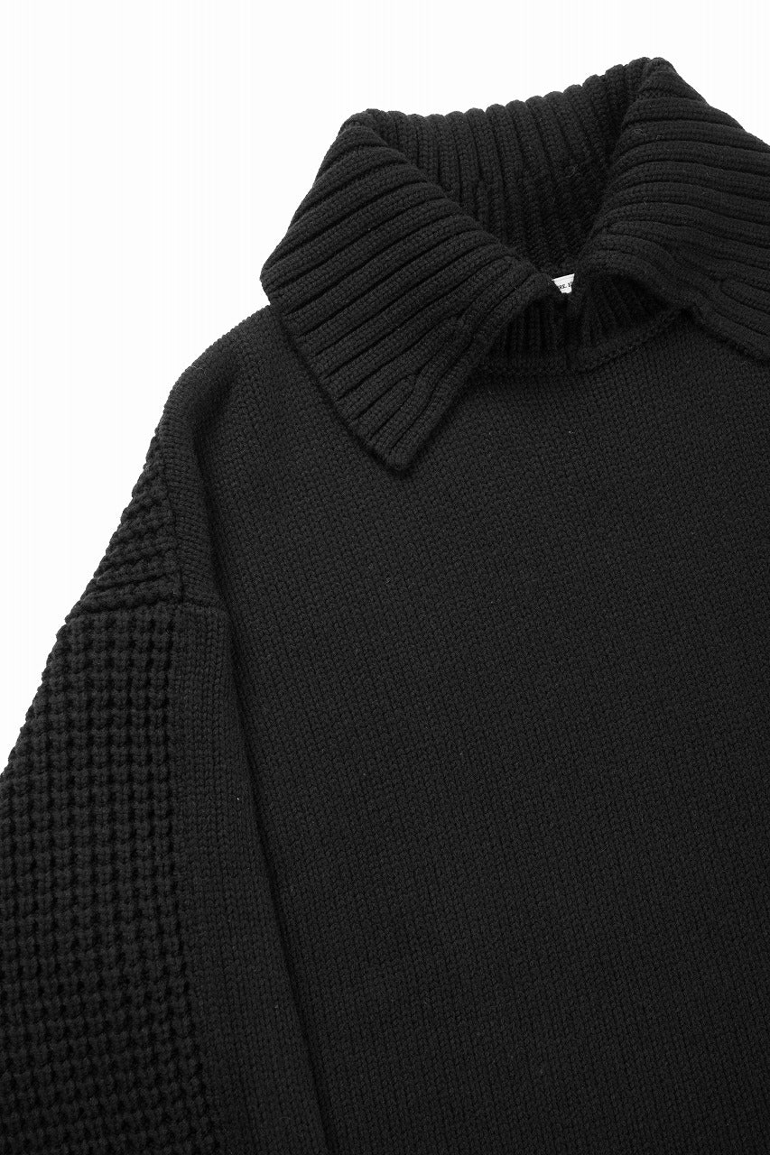 画像をギャラリービューアに読み込む, F/CE. REVERSE PATTERN COLLAR KNIT (BLACK)