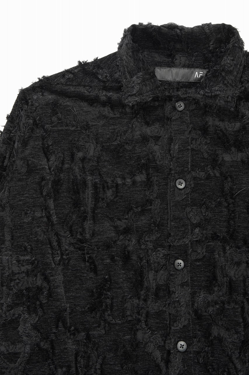 画像をギャラリービューアに読み込む, A.F ARTEFACT BUTTON DOWN SHIRT WITH HEM BAND / JACGUARD BLURRED (BLACK)
