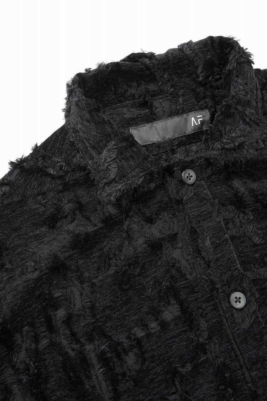 画像をギャラリービューアに読み込む, A.F ARTEFACT BUTTON DOWN SHIRT WITH HEM BAND / JACGUARD BLURRED (BLACK)