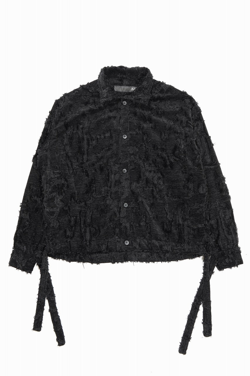 画像をギャラリービューアに読み込む, A.F ARTEFACT BUTTON DOWN SHIRT WITH HEM BAND / JACGUARD BLURRED (BLACK)