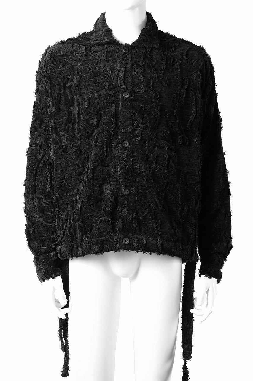 画像をギャラリービューアに読み込む, A.F ARTEFACT BUTTON DOWN SHIRT WITH HEM BAND / JACGUARD BLURRED (BLACK)