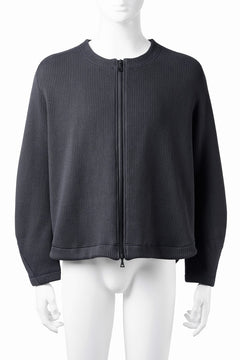 画像をギャラリービューアに読み込む, OPPOSE DUALITY NO COLLAR RIB ZIP TOP (BLACK)