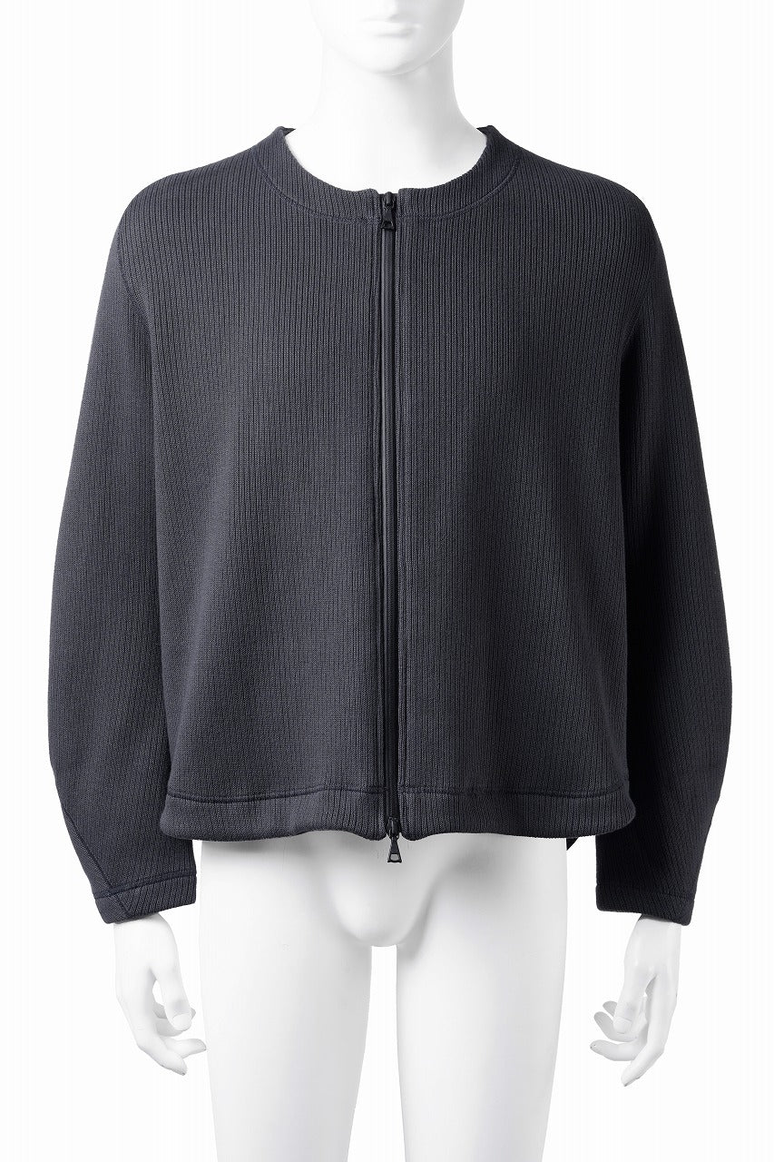 画像をギャラリービューアに読み込む, OPPOSE DUALITY NO COLLAR RIB ZIP TOP (BLACK)