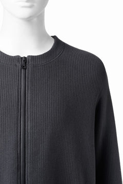 画像をギャラリービューアに読み込む, OPPOSE DUALITY NO COLLAR RIB ZIP TOP (BLACK)