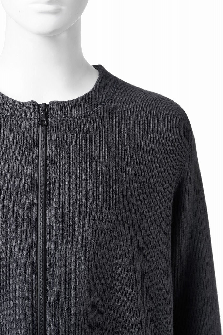 画像をギャラリービューアに読み込む, OPPOSE DUALITY NO COLLAR RIB ZIP TOP (BLACK)