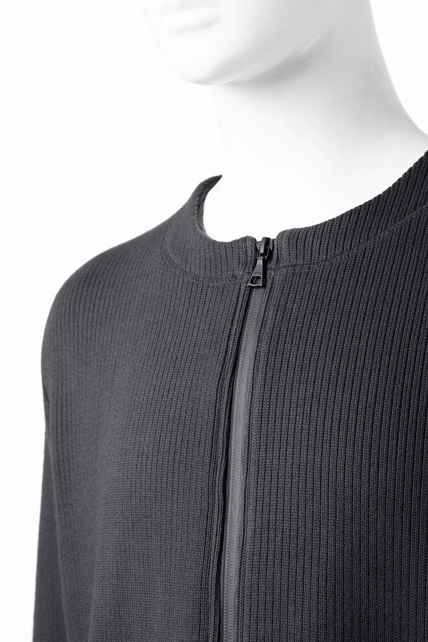 画像をギャラリービューアに読み込む, OPPOSE DUALITY NO COLLAR RIB ZIP TOP (BLACK)