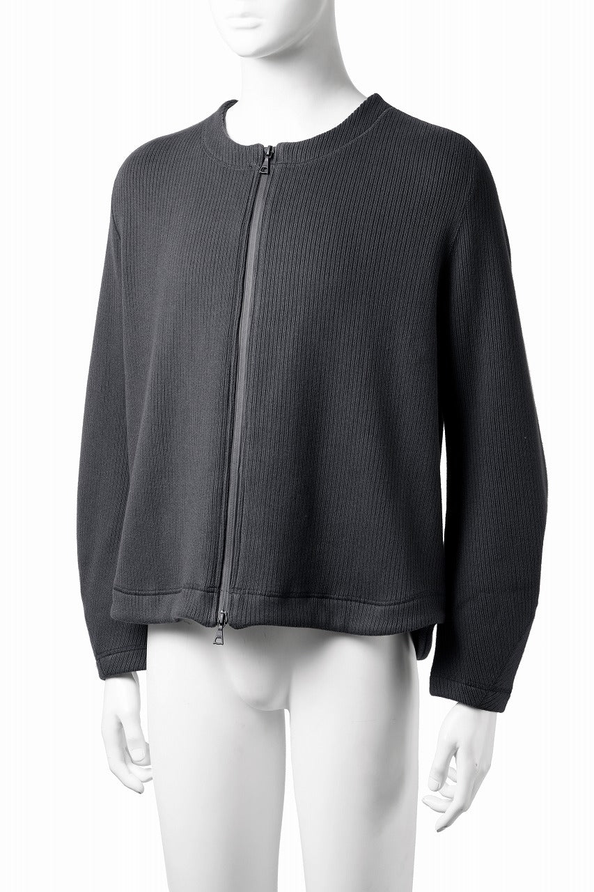 画像をギャラリービューアに読み込む, OPPOSE DUALITY NO COLLAR RIB ZIP TOP (BLACK)