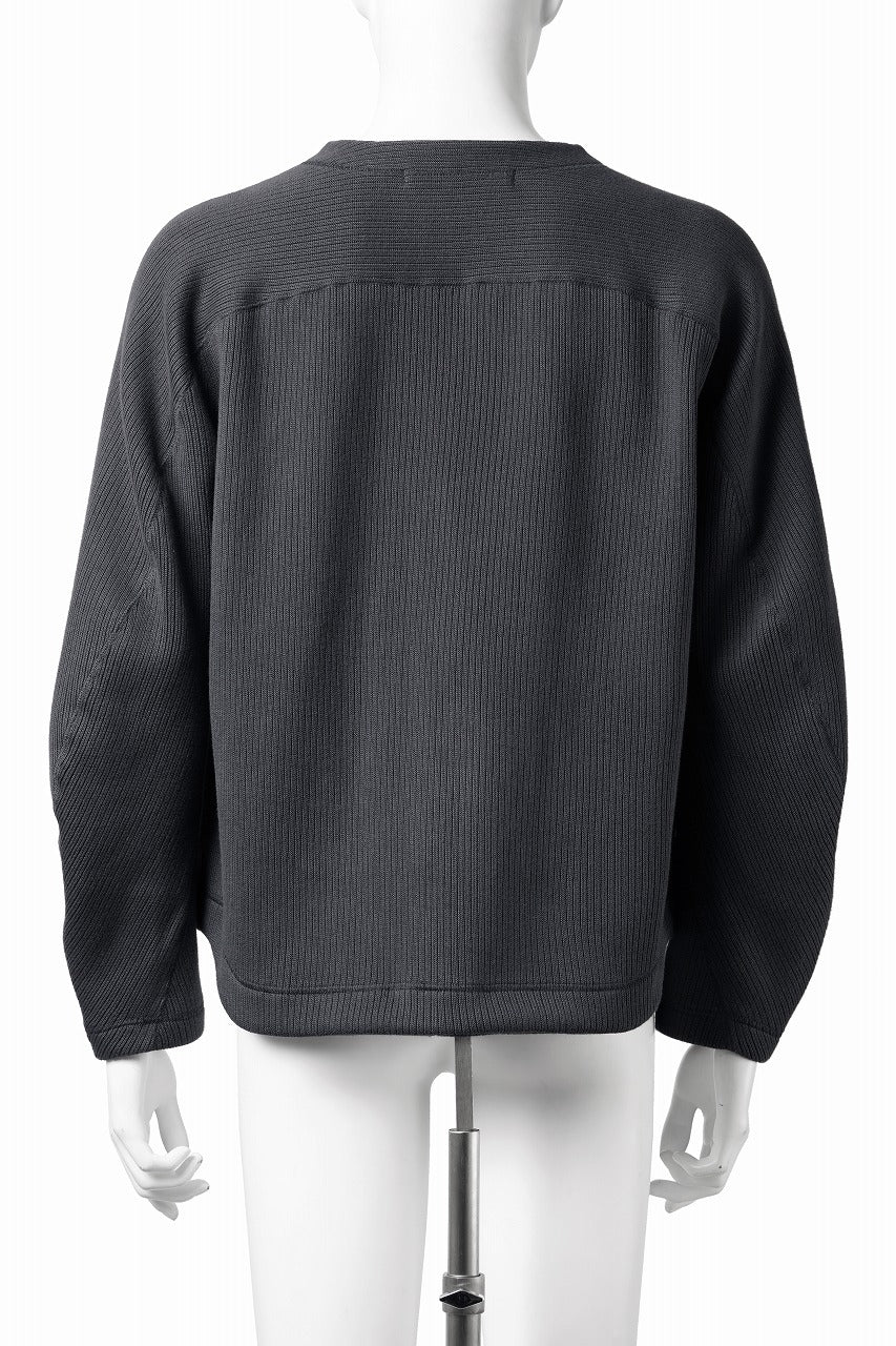 画像をギャラリービューアに読み込む, OPPOSE DUALITY NO COLLAR RIB ZIP TOP (BLACK)