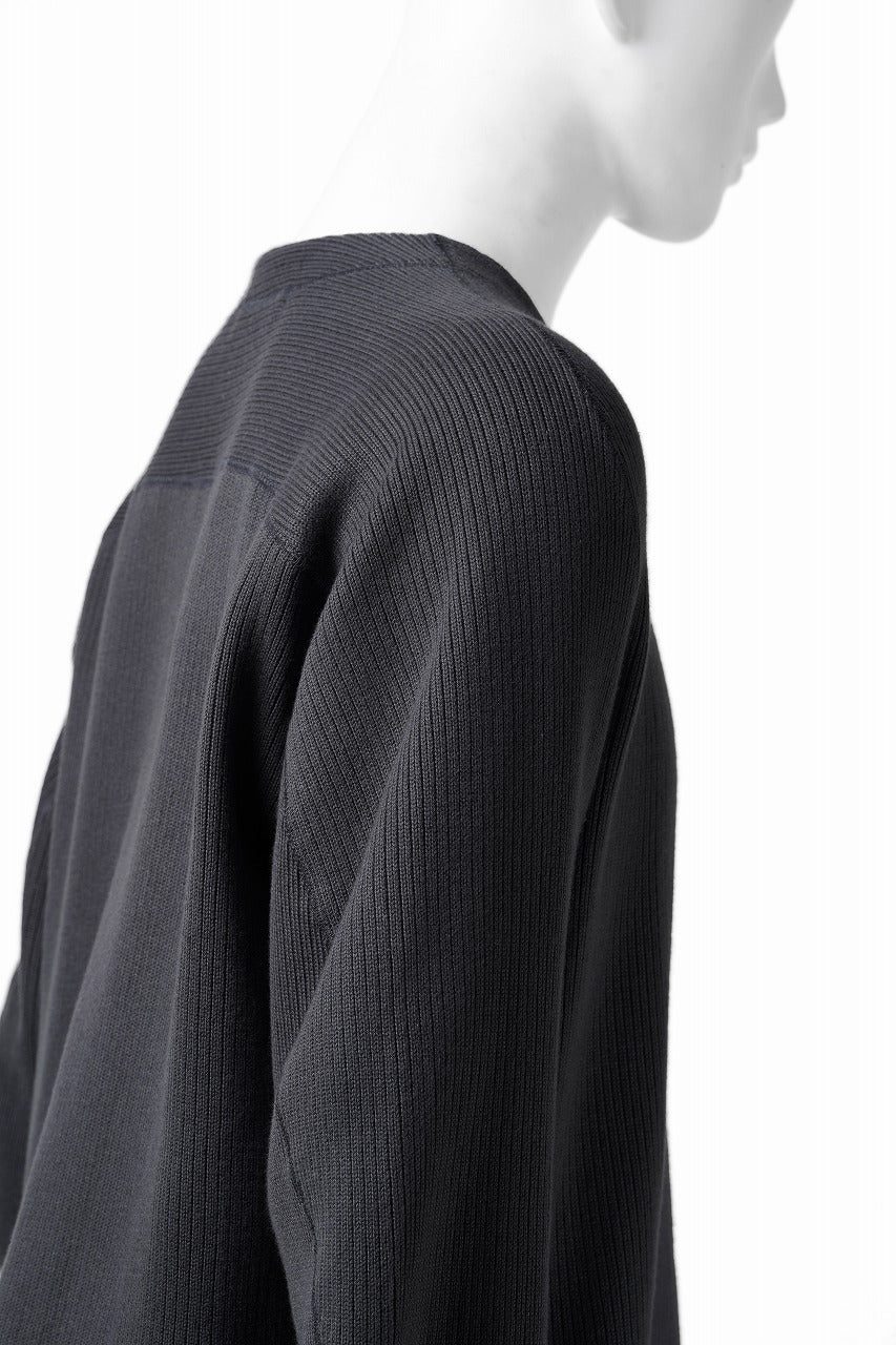 画像をギャラリービューアに読み込む, OPPOSE DUALITY NO COLLAR RIB ZIP TOP (BLACK)