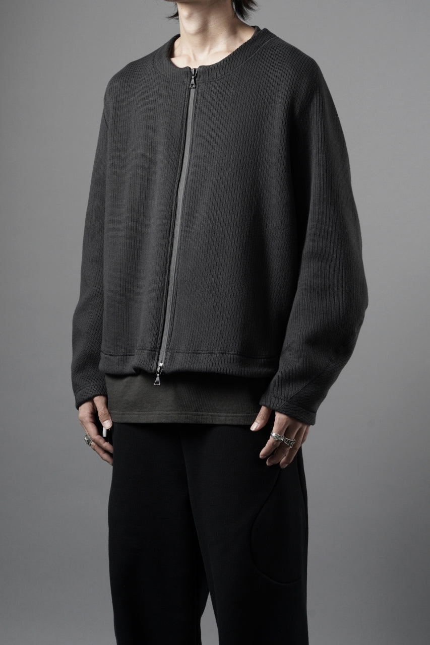 画像をギャラリービューアに読み込む, OPPOSE DUALITY NO COLLAR RIB ZIP TOP (BLACK)